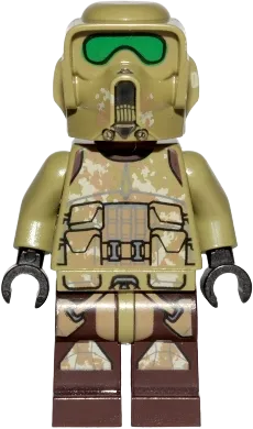 Clone Scout Trooper - 41st Elite Corps (Phase 2), Kashyyyk Camouflage, Dark Tan Markings on Legs, Scowl minifigure