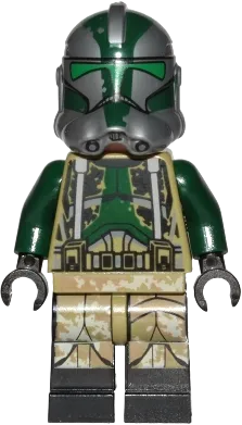 Clone Trooper Commander Gree - 41st Elite Corps (Phase 2), Kashyyyk Camouflage, Dark Tan Markings on Legs, Scowl minifigure