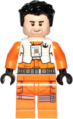 Poe Dameron - Pilot Jumpsuit without Belts and Pipe, Hair minifigure
