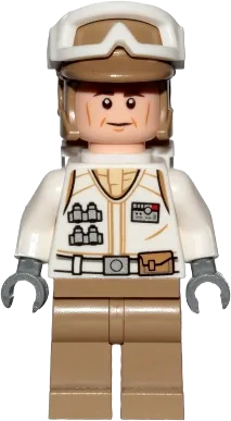 Hoth Rebel Trooper White Uniform - Dark Tan Legs, Backpack (Cheek Lines) minifigure