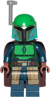 Mandalorian Tribe Warrior - Female, Dark Brown Cape, Green Helmet with Antenna / Rangefinder minifigure