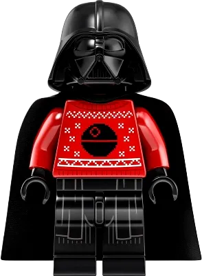 Darth Vader - Red Christmas Sweater with Death Star minifigure
