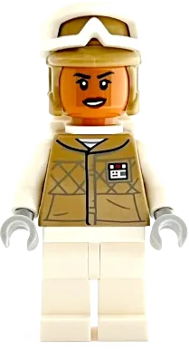 Hoth Rebel Trooper Dark Tan Uniform and Helmet - White Legs and Backpack, Female minifigure