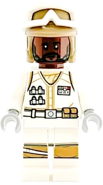 Hoth Rebel Trooper White Uniform - Dark Tan Helmet, Reddish Brown Head minifigure