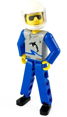 LEGO Technic Figure Blue Legs Light Gray Top with Orca Pattern