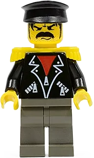 Time Twisters - Black Leather Jacket with Zippered Pockets over Red Shirt, Yellow Epaulettes (Tony Twister / Baron Blomberg) minifigure