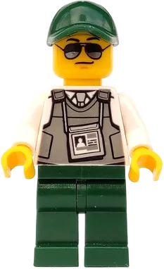 Security Officer - Dark Green Legs, Dark Green Cap with Hole, Sunglasses minifigure