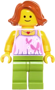 Mom - Bright Pink Top with Butterflies and Flowers, Lime Legs minifigure