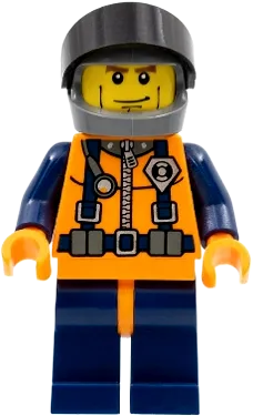 Coast Guard World City - Orange Torso with Straps, Dark Bluish Gray Helmet, Black Visor minifigure