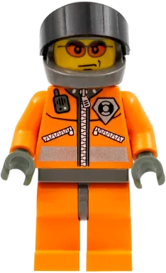 Coast Guard World City - Orange Jacket with Zipper, Orange Sunglasses, Dark Bluish Gray Helmet, Dark Gray Hands minifigure