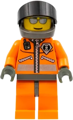 Coast Guard World City - Orange Jacket with Zipper, Silver Sunglasses, Dark Bluish Gray Helmet, Dark Gray Hands minifigure