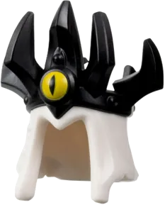 Minifigure, Headgear Hood with Molded Black Crown with 7 Spikes and Printed Yellow Eye with Slit Pupil Pattern