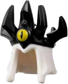 Minifigure, Headgear Hood with Molded Black Crown with 7 Spikes and Printed Yellow Eye with Slit Pupil Pattern