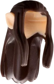 Minifigure, Hair Long Wavy with Braid and Molded Hard Plastic Light Nougat Elf Ears Pattern - Flexible Rubber