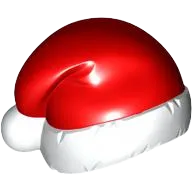 Minifigure, Headgear Cap, Santa with Red Top Pattern