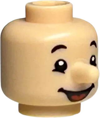 Minifigure, Head, Modified with Nose with Black Eyebrows and Smile with Tongue Pattern
