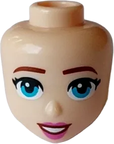 Mini Doll, Head Friends with Reddish Brown Eyebrows, Medium Azure Eyes, Dark Pink Lips with Reddish Brown Lines, Open Mouth Smile with Teeth Pattern