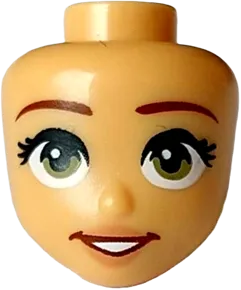 Mini Doll, Head Friends with Reddish Brown Eyebrows, Olive Green Eyes, Nougat Lips, Open Mouth Smile with Teeth Pattern