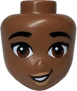 Mini Doll, Head Friends with Thick Black Eyebrows, Reddish Brown Eyes, Light Nougat Lips, and Open Mouth Smile Pattern