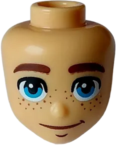 Mini Doll, Head Friends Male with Reddish Brown Eyebrows and Freckles, Dark Azure Eyes, Reddish Brown Closed Mouth Pattern