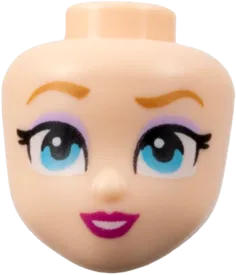 Mini Doll, Head Friends with Medium Nougat Eyebrows, Raised Left, Lavender Eye Shadow, Medium Azure Eyes, Magenta Lips, Open Mouth Smile Pattern
