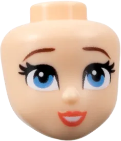Mini Doll, Head Friends with Reddish Brown Eyebrows, Medium Blue Eyes, Coral Lips, Open Mouth Smile Pattern
