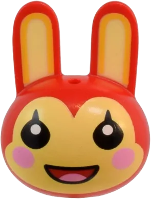 Minifigure, Head, Modified Bunny / Rabbit with Molded Bright Light Yellow Face and Auricles and Printed Yellow Ears, Bright Pink Cheeks and Tongue, and Black Eyes Pattern