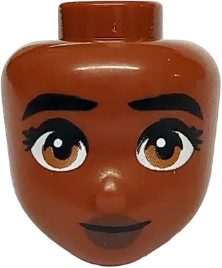 Mini Doll, Head Friends with Black Eyebrows, Dark Tan Eyes, Dark Brown Lips and Grin Pattern