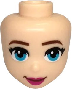Mini Doll, Head Friends with Medium Azure Eyes, Reddish Brown Eyebrows, and Magenta Lips Pattern