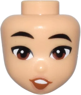 Mini Doll, Head Friends with Black Eyebrows, Reddish Brown Eyes, Nougat Lips, and Dark Orange Open Mouth Smile with Top Teeth Pattern