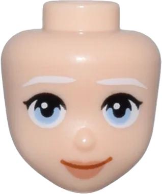 Mini Doll, Head Friends with White Thin Eyebrows, Black Eyeleashes, Bright Light Blue Eyes, Nougat Lips, and Closed Mouth Smile Pattern