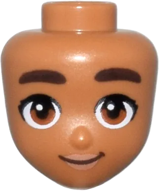 Mini Doll, Head Friends with Dark Brown Thick Eyebrows, Dark Orange Eyes, Nougat Lips, and Closed Mouth Smile Pattern