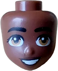 Mini Doll, Head Friends with Black Eyebrows, Eyelashes and Mouth, Medium Nougat Eyes, Dark Brown Lips and Smile with White Teeth Pattern