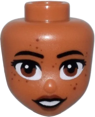 Mini Doll, Head Friends with Black Eyebrows, Reddish Brown Eyes, Freckles and Lips, and Open Mouth Smile Pattern
