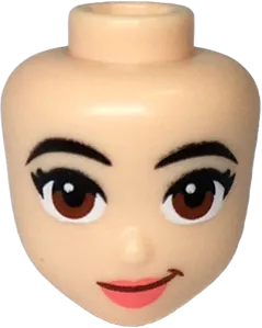 Mini Doll, Head Friends with Black Eyebrows, Reddish Brown Eyes, Coral Lips, and Smirk Pattern