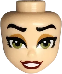 Mini Doll, Head Friends with Black Eyebrows and Eyelashes, Olive Green Eyes with Medium Nougat Eye Shadow, Dark Red Lips with Open Mouth Pattern