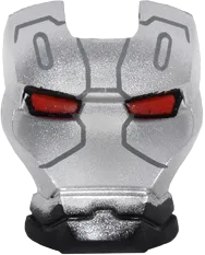 Minifigure, Visor Top Hinge with Silver Face Shield, Red Eyes and Black Lines and Shapes Pattern