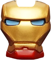 Minifigure, Visor Top Hinge with Gold Face Shield and Bright Light Blue Eyes Pattern
