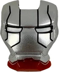 Minifigure, Visor Top Hinge with Silver Face Shield, Black Lines on Forehead and Cheeks Pattern