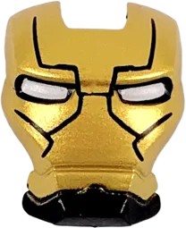 Minifigure, Visor Top Hinge with Gold Face Shield, White Eyes, Black Lines on Forehead and Cheeks Pattern