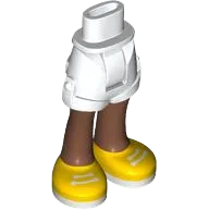 Mini Doll Hips and Shorts with Medium Brown Legs and Yellow Shoes with White Soles and Laces Pattern - Thick Hinge