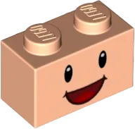 Brick, Modified 1 x 2 with Studs on Side with Black Eyes, White Pupils, and Dark Red Open Mouth Smile with Red Tongue Pattern &#40;Super Mario Toadette Face&#41;