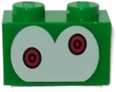 Brick, Modified 1 x 2 with Studs on Side with Red and Whites Eyes Pattern &#40;Mechakoopa&#41;