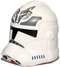 Minifigure, Headgear Helmet SW Clone Trooper &#40;Phase 2&#41; with Wolf Insignia on Forehead and Dark Bluish Gray Pattern