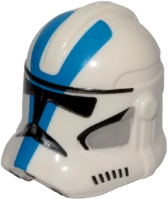 Minifigure, Headgear Helmet SW Clone Trooper &#40;Phase 2&#41; with Black Visor and Blue and Light Bluish Gray 501st Legion Markings Pattern