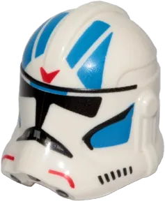 Minifigure, Headgear Helmet SW Clone Trooper &#40;Phase 2&#41; with Blue and Red 501st Legion Pattern