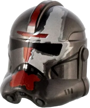 Minifigure, Headgear Helmet SW Clone Trooper &#40;Phase 2&#41; with Dark Red and White Worn Paint Markings Pattern &#40;Hunter&#41;