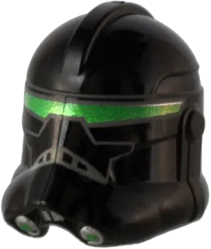 Minifigure, Headgear Helmet SW Clone Trooper &#40;Phase 2&#41; with Green, Silver, and Light Bluish Gray Visor and Vents Pattern &#40;Crosshair&#41;