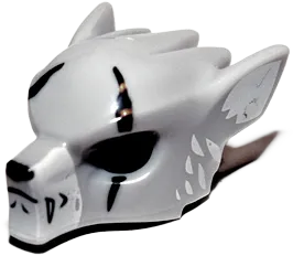 Minifigure, Headgear Mask Wolf with Fangs, Scars and White Ears Pattern