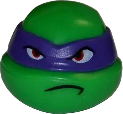 Minifigure, Head, Modified Ninja Turtle with Dark Purple Mask and Frown Pattern &#40;Donatello&#41;